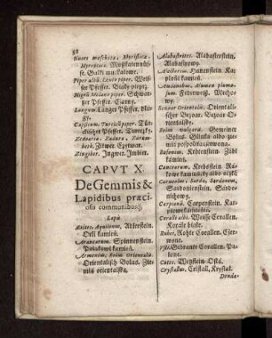Caput X. De Gemmis & Lapidibus praeciosis communibusq[ue]