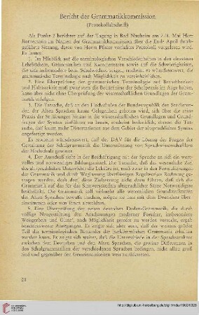 Bericht der Grammatikkommission : (Protokollabschrift)