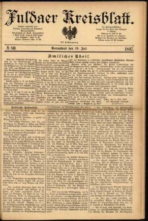 Erste Ausgabe vom Samstag, den 10. Juli 1897.