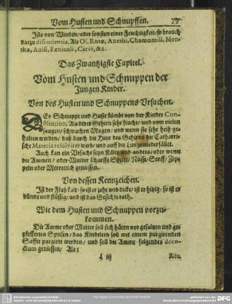 Das Zwantzigste Capitel. Vom Husten und Schnuppen der Jungen Kinder