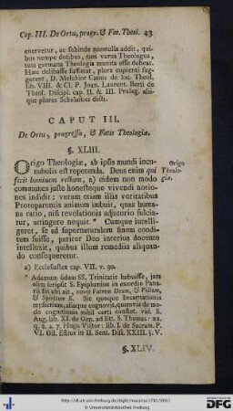 Caput III. De Ortu, progressu, et Fatis Theologiae.