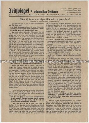 Wochenzeitung "Zeitspiegel" mit Titel zum Kriegseintritt der USA