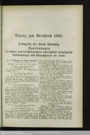 Anhang zum Adreßbuch 1905