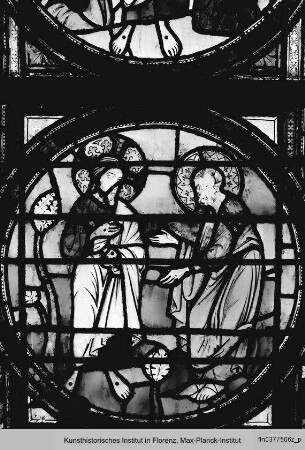 Fenster A-V mit typologischen Szenen : Typologische Fensterbahnen : Der auferstandene Christus erscheint Petrus