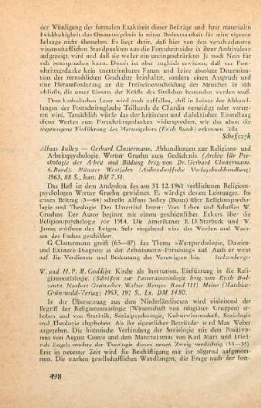 498-499 [Rezension] Goddijn, Walter, Kirche als Institution