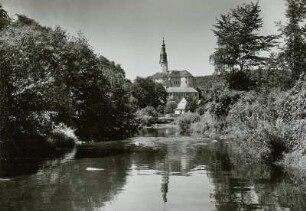 Schloss Weesenstein, Ansicht über die Müglitz von Ostnordost