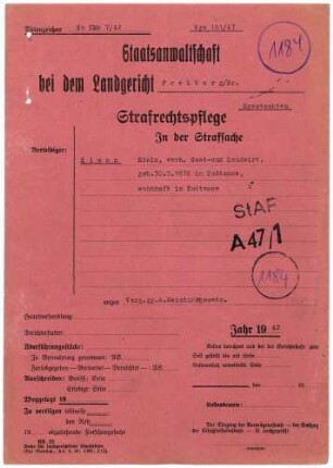 Angeklagter: Simon, Edwin (Gastwirt); Todtmoos *30.03.1878 in Todtmoos; + ? Delikt: Vergehen gegen das Heimtückegesetz Tatort: Todtmoos Tatzeit: Juli 1941