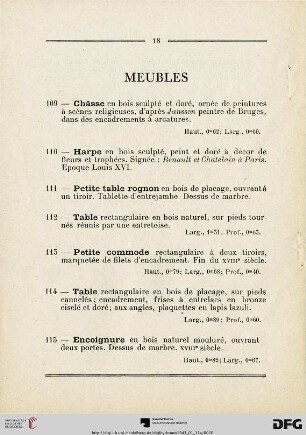 Meubles (Nr. 109-130)