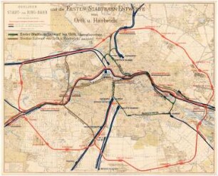 Stadtbahnprojekt I, 1871, Stadtbahnprojekt II, 1872/73, Berlin: Lageplan