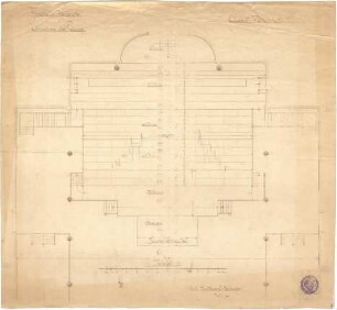 Billing, Hermann; Karlsruhe; Künstlerfest 1901 in der Festhalle, Ausstattung; Umbau Festhalle - Podium (Grundriss)