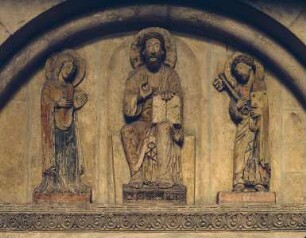 Thronender Christus zwischen Maria und Petrus