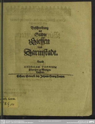 Beschreibung der Städte Giessen und Darmstadt