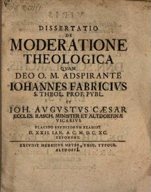 Dissertatio De Moderatione Theologica