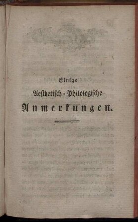 Einige Aesthetisch-Philologische Anmerkungen.