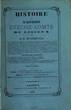 Histoire de l'ancien Évêché-Comté de Lisieux, 1