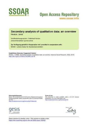 Secondary analysis of qualitative data: an overview