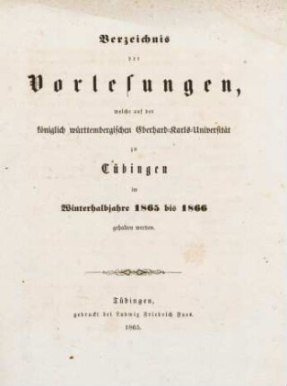 Vorlesungsverzeichnis 1865/66