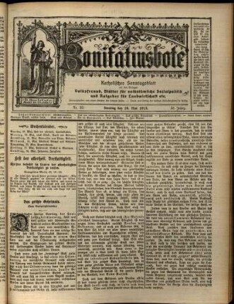 Erste Ausgabe vom Sonntag, den 18. Mai 1913.