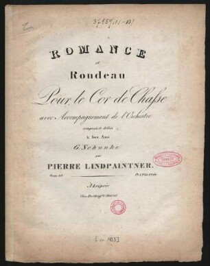 Romance et Rondeau Pour le Cor de Chasse avec Accompgnement de l'Orchestre Oeuv. 48