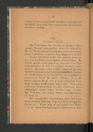 VIII. Verdaulichkeit.