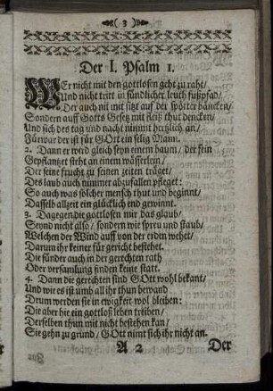 Der I. Psalm 1. - Der XIX Psalm 19.