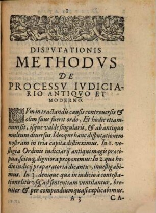 Disputatio Iuridica De Processu Iudiciario Antiquo Ac Moderno