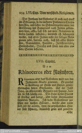 LVII. Capitel. Vom Rhinoceros oder Nasenhorn