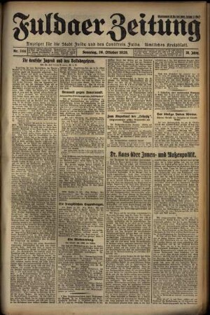 Erste Ausgabe vom Sonntag, den 20. Oktober 1929.