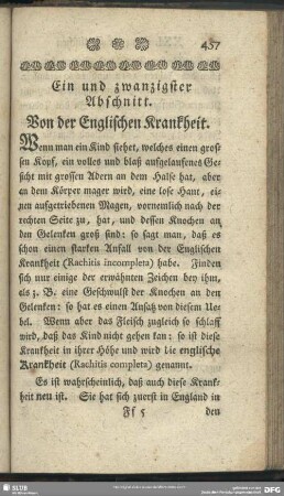 Ein und zwanzigster Abschnitt. Von der Englischen Krankheit