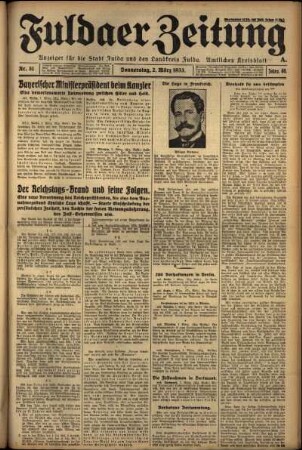 Erste Ausgabe vom Donnerstag, den 02. März 1933.