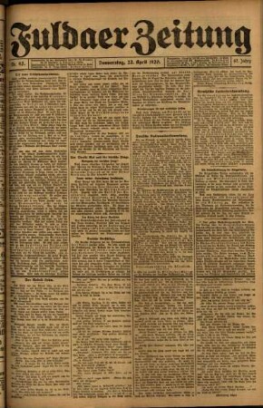 Ausgabe vom Donnerstag, den 22. April 1920.