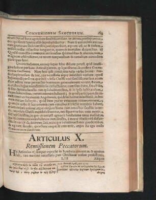 Articulus X. Remissionem Peccatorum