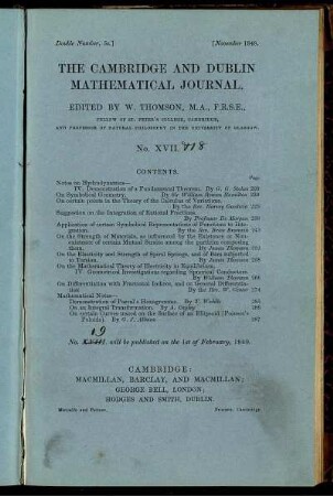 November 1848. No. XVII.