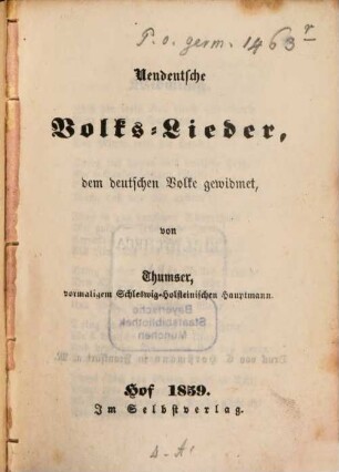 Neudeutsche Volks-Lieder, dem deutschen Volke gewidmet