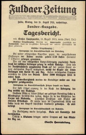 Ausgabe vom Montag, den 16. August 1915.