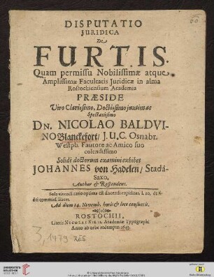 Disputatio Juridica De Furtis