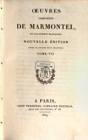 Oeuvres complètes de Marmontel, 7. Bélisaire