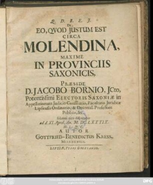 De Eo, Quod Iustum Est Circa Molendina, Maxime In Provinciis Saxonicis