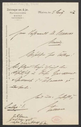 Brief an Carl Brenner : 05.03.1897