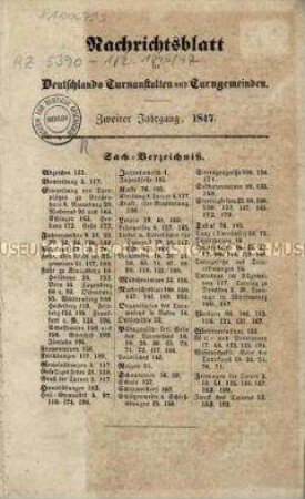 Zeitschrift für Deutschlands Turnvereine. 1. und 2. Jahrgang 1846/47 in einem Band