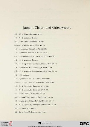 Japan-, China- und Orientwaren (Nr. 401-580)