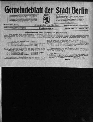 Sonderausgabe, 12. Oktober 1923