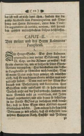 Caput II. Von meiner und des Herrn Reimanns Paraphrasi