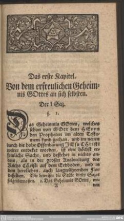 Das erste Kapitel. Von dem erfreulichen Geheimnis Gottes an sich selbsten