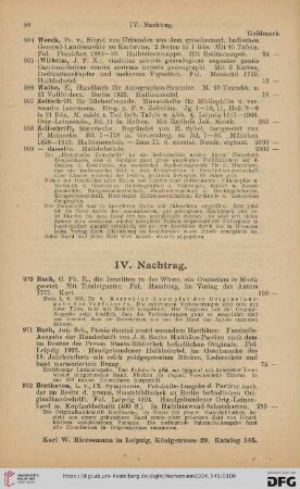 IV. Nachtrag (Nr. 970 - 992)
