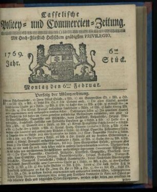 6tes Stueck, Montag den 6ten Februar 1769