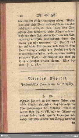 Viertes Kapitel. Perspectivische Projectionen der Erdfläche