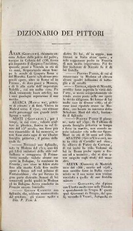 Dizionario dei pittori dal rinnovamento delle belle arti fino al 1800, 1 (1818)
