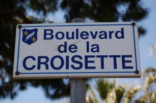 Cannes - Schild Croisette : Straßenschild, die bekannte Uferstraße, aufgenommen in Cannes 2006