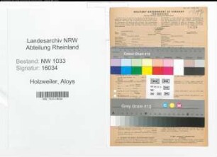 Entnazifizierung Aloys Holzweiler , geb. 21.11.1922 (Kriminalanwaerter)